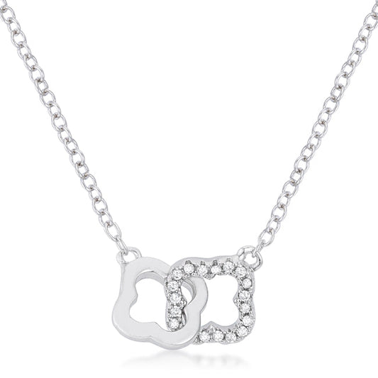 Rhodium Necklace with Floral Links