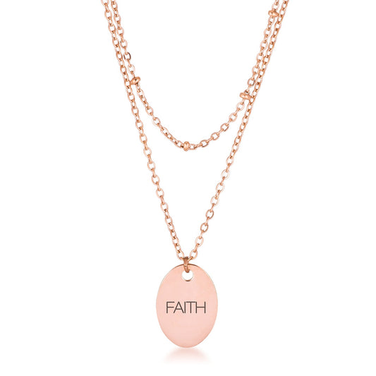 Rose Gold Double Chain FAITH Necklace