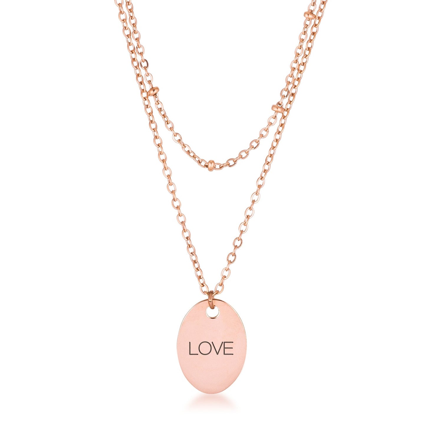 Rose Gold Double Chain LOVE Necklace