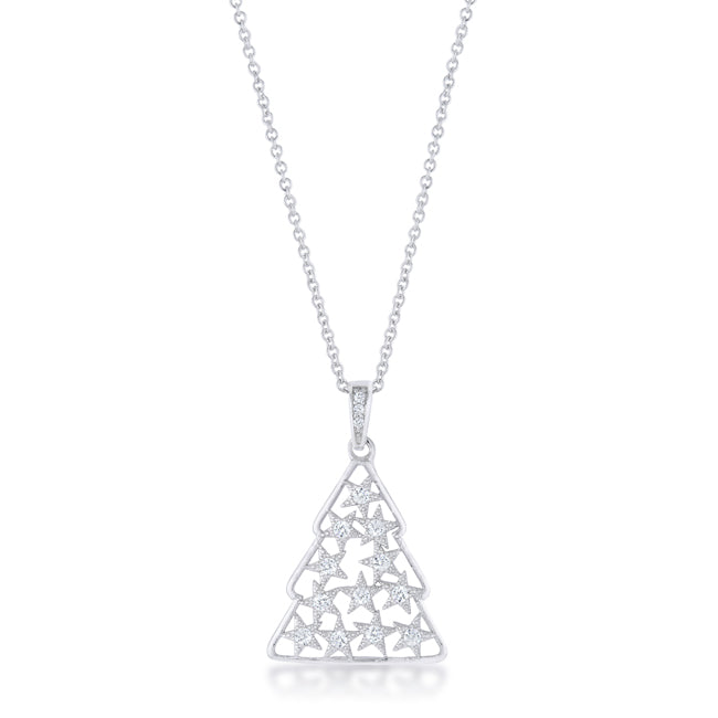 Rhodium Christmas Tree Pendant