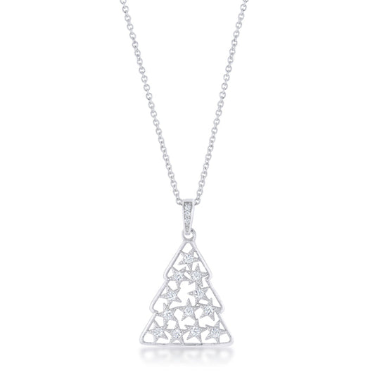 Rhodium Christmas Tree Pendant