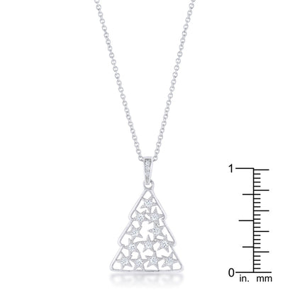 Rhodium Christmas Tree Pendant