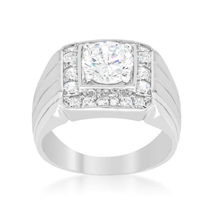 Mens Two-tone Finish Cubic Zirconia Ring